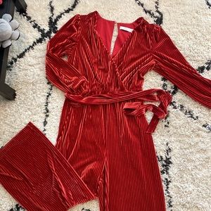 Red velvet jumpsuit